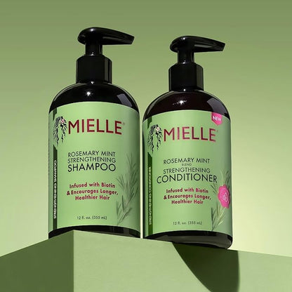 Mielle Organics Rosemary Mint Strengthening Shampoo and Leave-In Conditioner Infused with Biotin