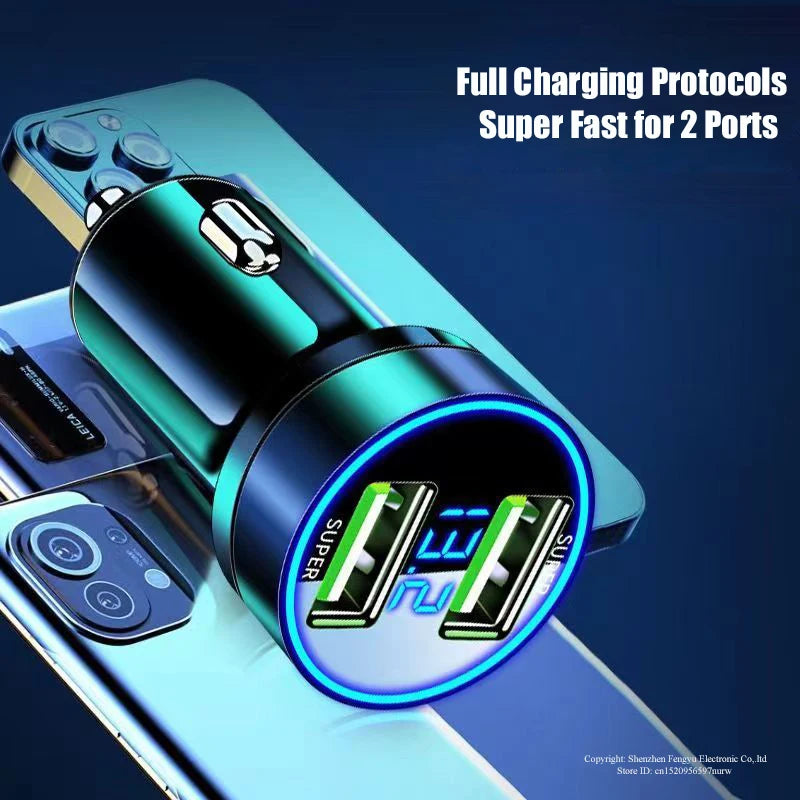 Top Selling Products 2023: Car Charger with Fast Charging, 2 Port USB Travel Adapter, Quick Charge for Samsung, iPhone, OnePlus, Huawei - www.kubikstore.com