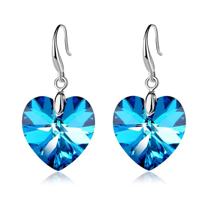 Ocean Star: New Design Crystal Tourmaline Heart Rhinestone Drop Earrings for Women - www.kubikstore.com