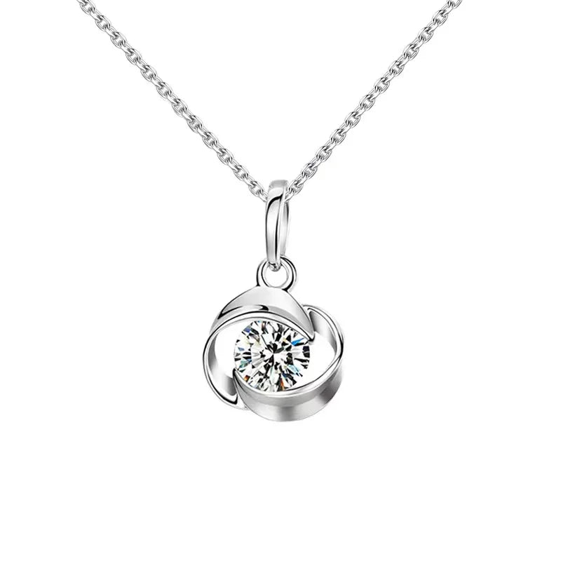 Blue Crystal Pendant: S925 Silver Necklace with Colgante Sapphire Jewelry Pendant for Women - www.kubikstore.com