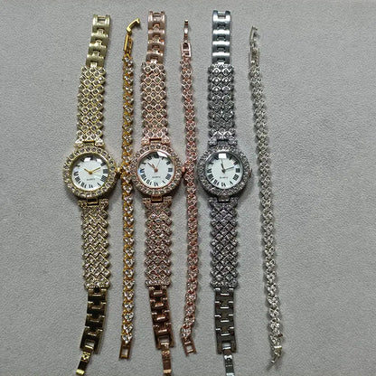 Simple Elegance: Luxury Diamond Quartz Ladies Bracelet Watch Gift Set for Women - www.kubikstore.com