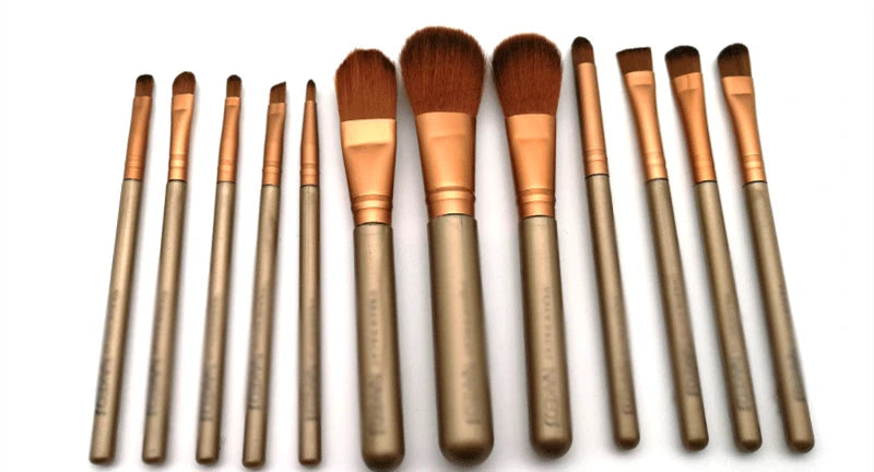 Essential Beauty: 12-Piece Custom Makeup Brush Set with High-Quality Metal Box - www.kubikstore.com