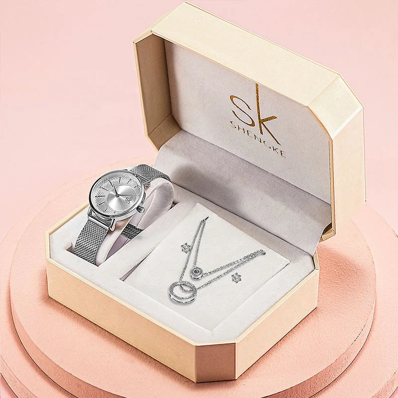 Women's Luxury Stainless Steel Watch Set: Elegant Quartz Timepieces, Perfect Gift for Her - www.kubikstore.com