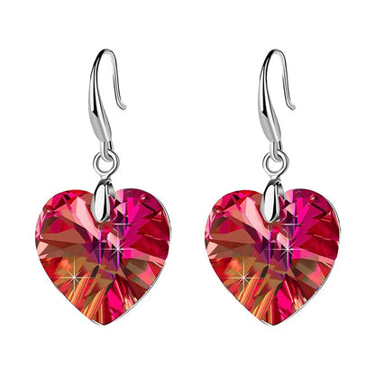 Ocean Star: New Design Crystal Tourmaline Heart Rhinestone Drop Earrings for Women - www.kubikstore.com