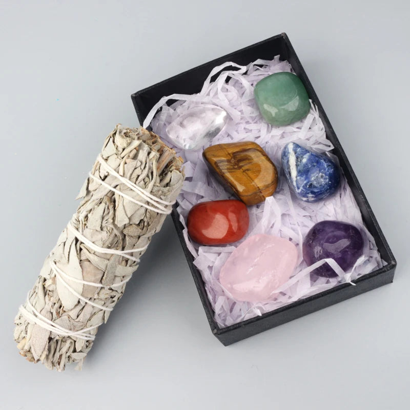 Natural Crystal Chakra Gift Box: Sage Crystal Chakra Sets for Home Decoration - www.kubikstore.com