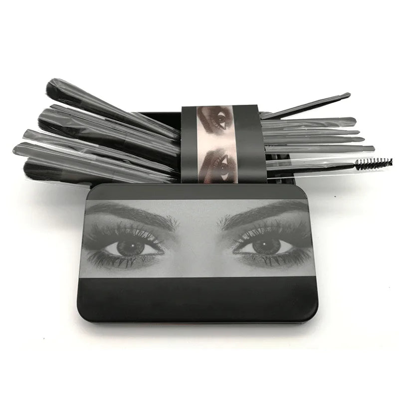 Essential Beauty: 12-Piece Custom Makeup Brush Set with High-Quality Metal Box - www.kubikstore.com