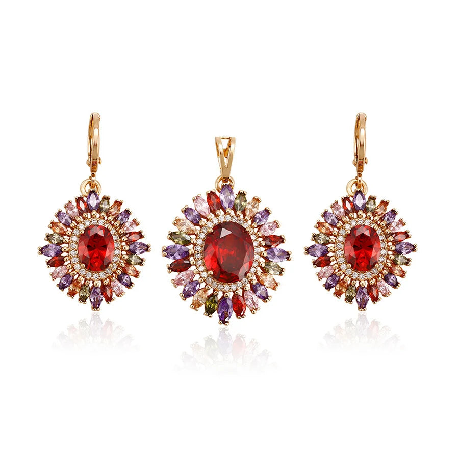 Top Grade Magnet Multicolor Gold Drop Earrings: Geometric Jewelry Set - www.kubikstore.com