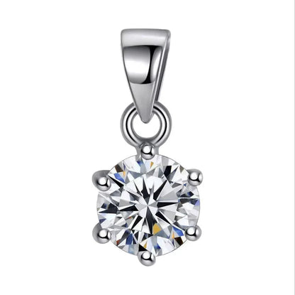 Sterling Silver 5A+ Zircon CZ Single Diamond Pendant Necklace with Six Claws: A Birthday Present for Women - www.kubikstore.com