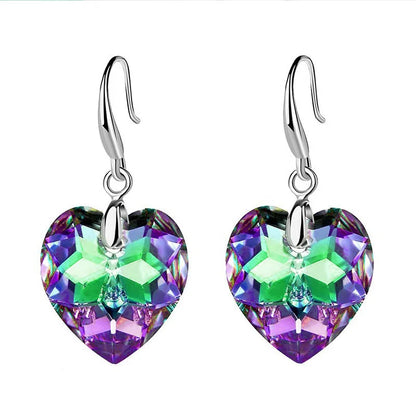 Ocean Star: New Design Crystal Tourmaline Heart Rhinestone Drop Earrings for Women - www.kubikstore.com