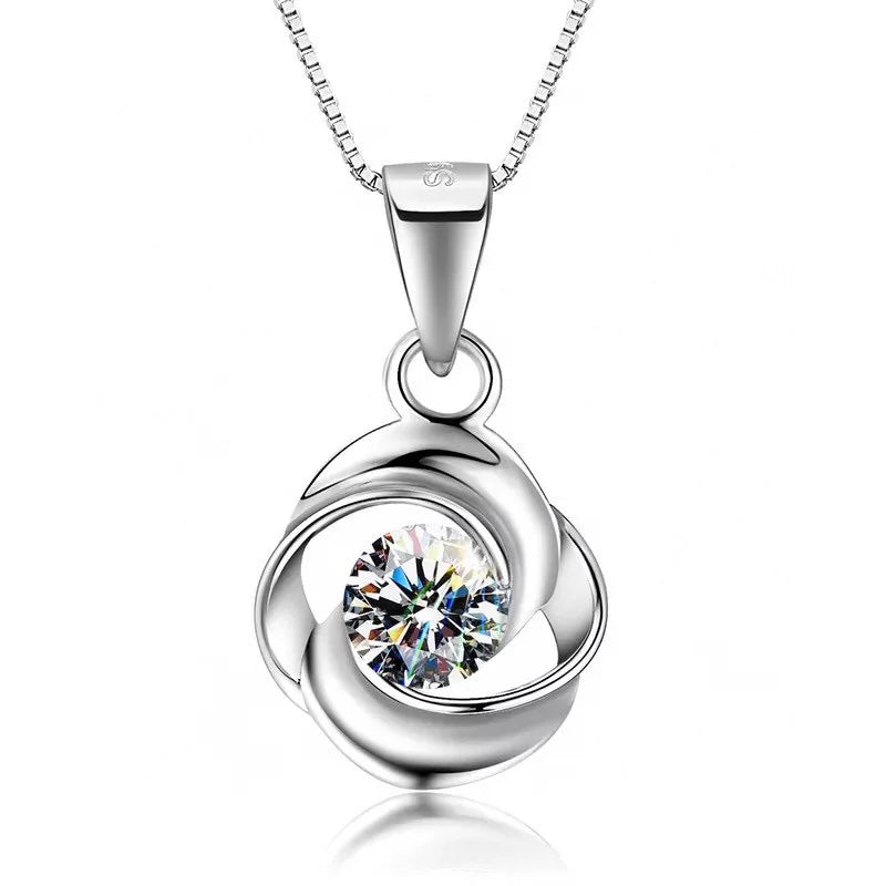 Blue Crystal Pendant: S925 Silver Necklace with Colgante Sapphire Jewelry Pendant for Women - www.kubikstore.com