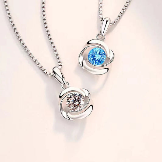 Blue Crystal Pendant: S925 Silver Necklace with Colgante Sapphire Jewelry Pendant for Women - www.kubikstore.com