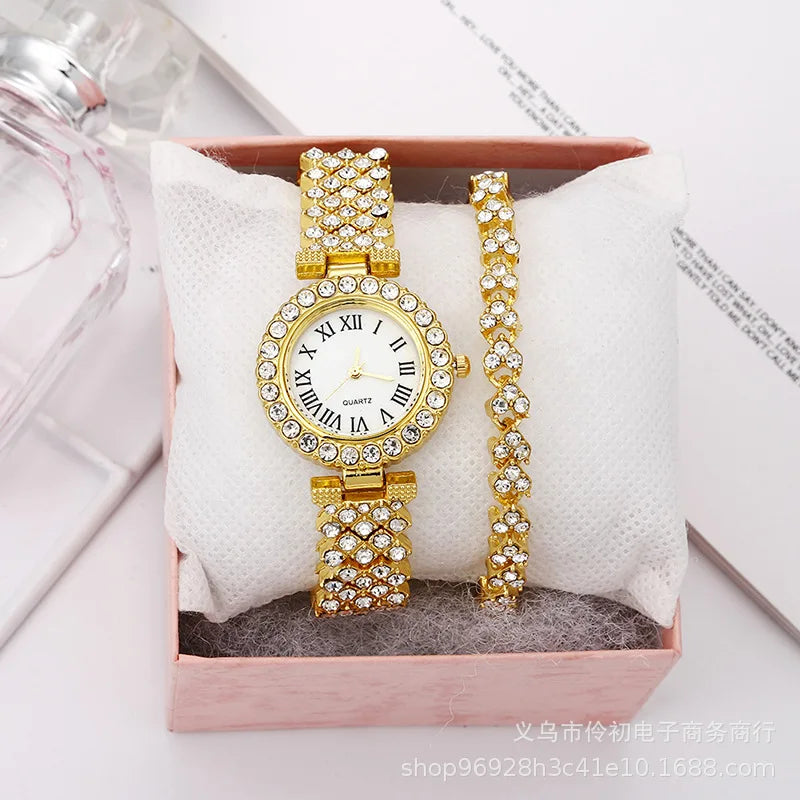 Simple Elegance: Luxury Diamond Quartz Ladies Bracelet Watch Gift Set for Women - www.kubikstore.com