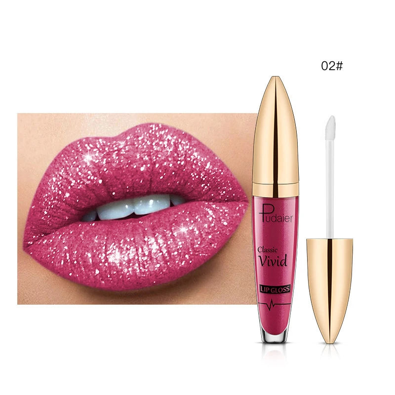 Cosmetic Glitter Lip Gloss 18 Colors Waterproof Matte Shimmer Glitter Liquid Lipstick - www.kubikstore.com