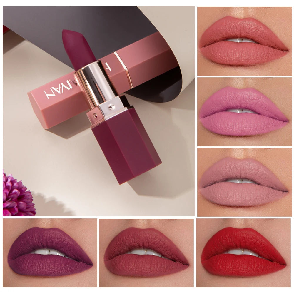 Velvet Matte Elegance: 6 Colors of Smooth Liquid Lipstick - Waterproof, Long-Lasting, and Highly Pigmented - www.kubikstore.com