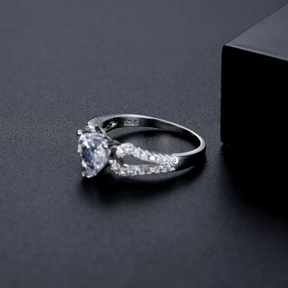 Diamond Stone Eternity Heart Shape Ring: Fashionable Claw Engagement Zircon Jewelry for Women - www.kubikstore.com