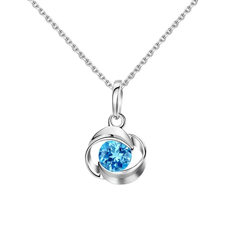 Blue Crystal Pendant: S925 Silver Necklace with Colgante Sapphire Jewelry Pendant for Women - www.kubikstore.com