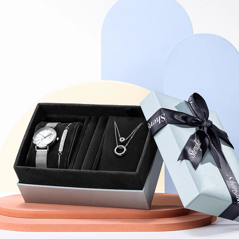 Women's Luxury Stainless Steel Watch Set: Elegant Quartz Timepieces, Perfect Gift for Her - www.kubikstore.com