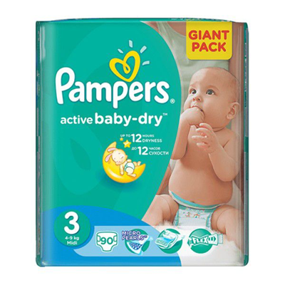 Pampers Active Baby 3 for 6-10 kg  90 pcs GIANT PACK